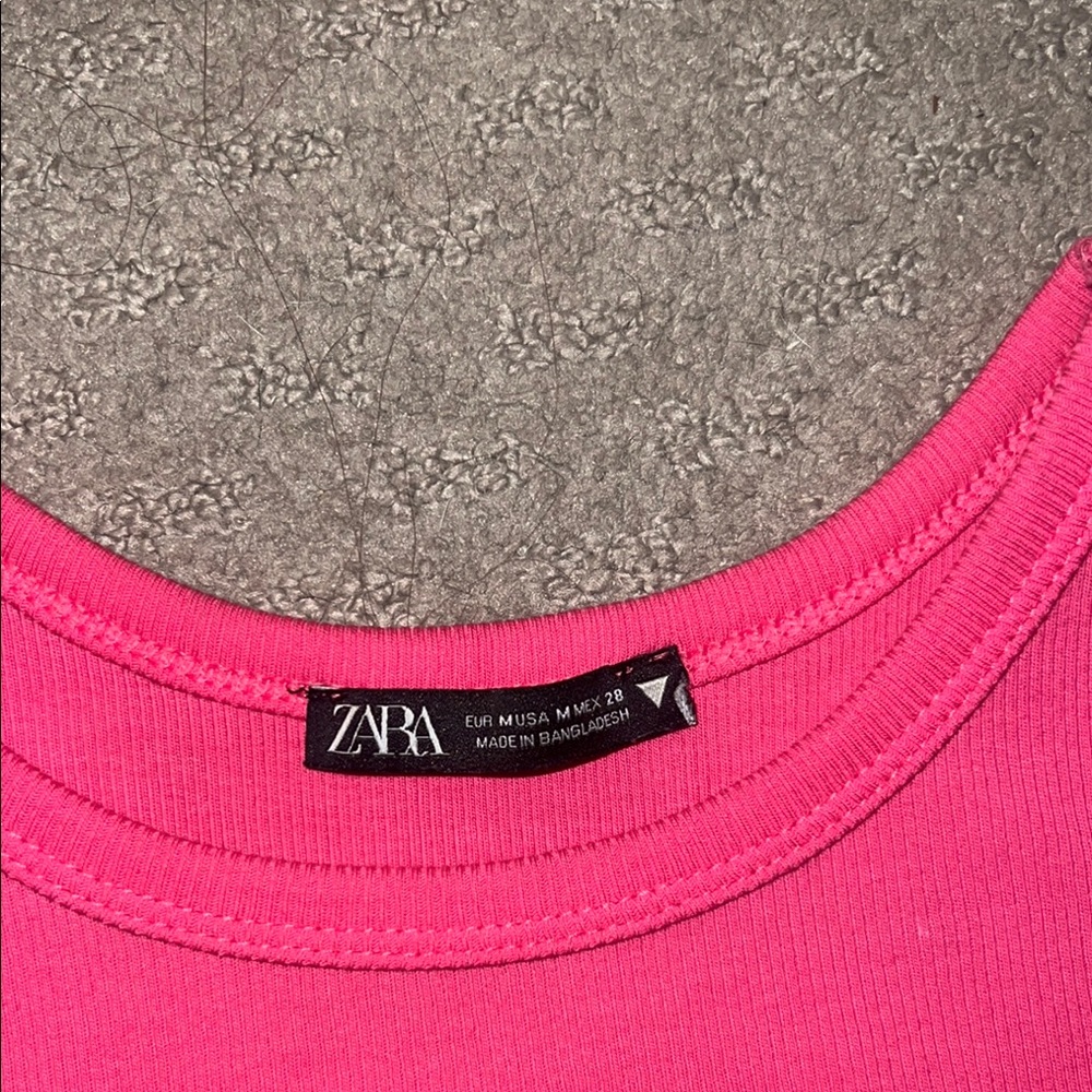 Zara Pink Ribbed Crop Top - Picture 3 of 7